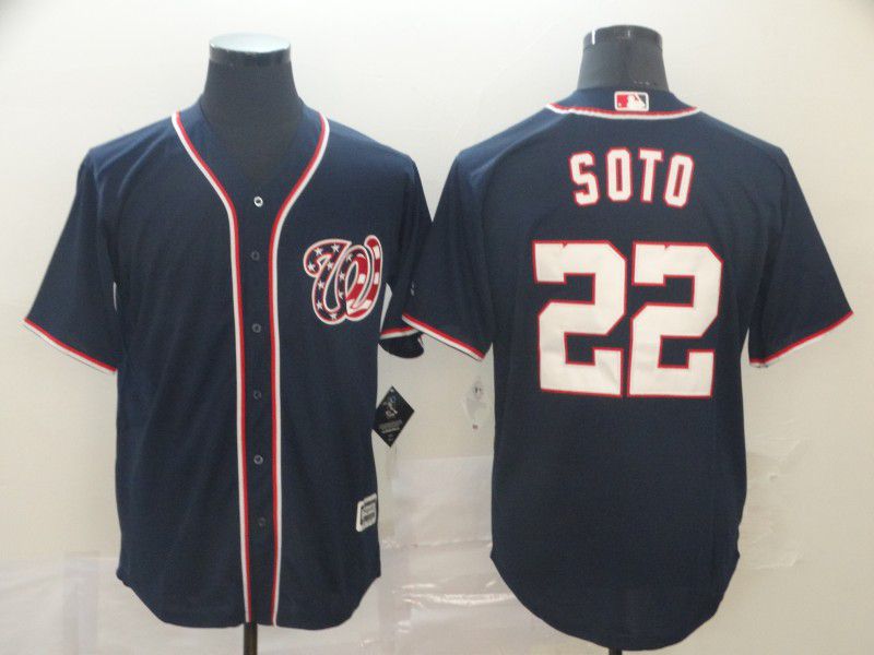 Men Washington Nationals 22 Soto Blue Game MLB Jerseys